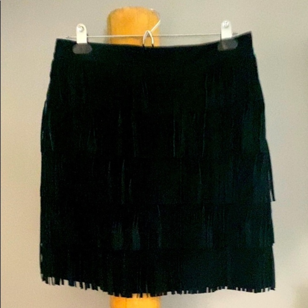 Kate Spade black suede fringe skirt. Size 8
